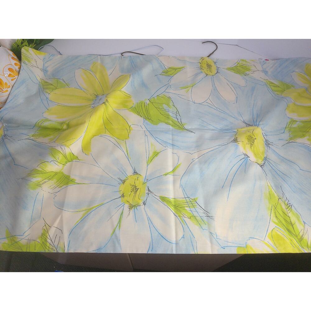 Vintage Cannon Royal Family No Iron Percale Heavenly Daisy Blue Full Sheet Set - Picture 4 of 6